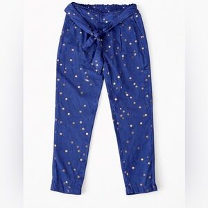Boden Girls Blue Gold Polka Dot Tie Waist Pants 6/7 122cm